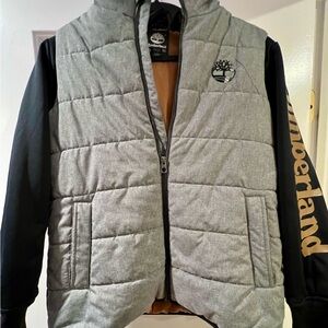 TIMBERLAND BOYS GRAY QUILTED HOODED JACKET SIZE LARGE